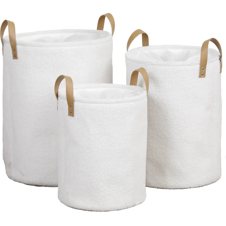 coș rufe textil alb set 3