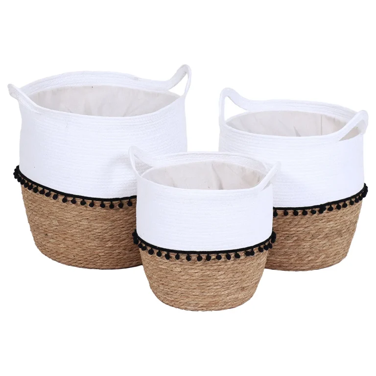 coș rufe rustic alb natural