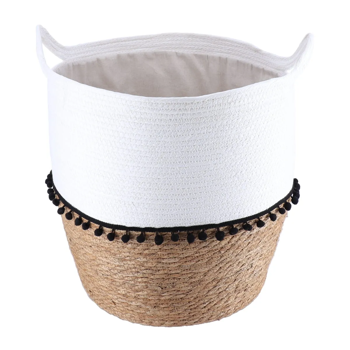 8420710002 Coș rufe rustic mediu 37X43 cm - Alb / Natural | Organizatoare baie - imagine 1