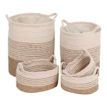 Set 5 X coș rufe IUTA/BUMBAC/POLIESTER - Natural/Bej | Organizatoare baie set