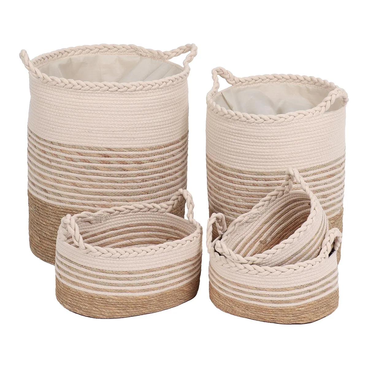 84209169 coș rufe iută bumbac poliester natural bej