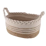 Coș rufe IUTA/BUMBAC/POLIESTER mediu oval 33X23X16 CM - Natural/Bej | Organizatoare baie