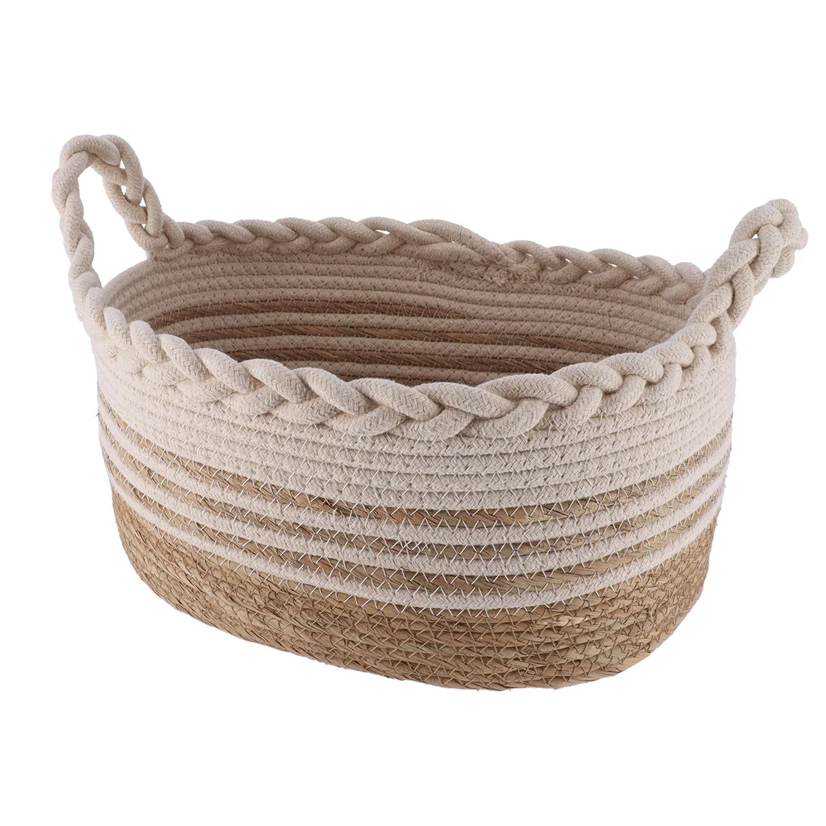8420916904 Coș rufe IUTA/BUMBAC/POLIESTER mediu oval 33X23X16 CM - Natural/Bej | Organizatoare baie - imagine 1