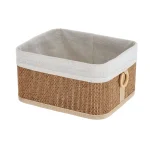 Coș rectangular BAMBUS / IN mediu 28.5X23X15 cm - Alb / Bamboo | Organizatoare baie