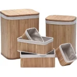 Set 6 X coș rufe BAMBUS - TEXTIL IN  | Organizatoare baie set
