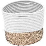 Coș rufe BUMBAC / IARBA DE MARE 32X25X20 cm - Alb / Natural | Organizatoare baie