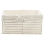 Coș depozitare HÂRTIE / METAL / IN 25X16,5X12 cm – Alb | Organizatoare baie