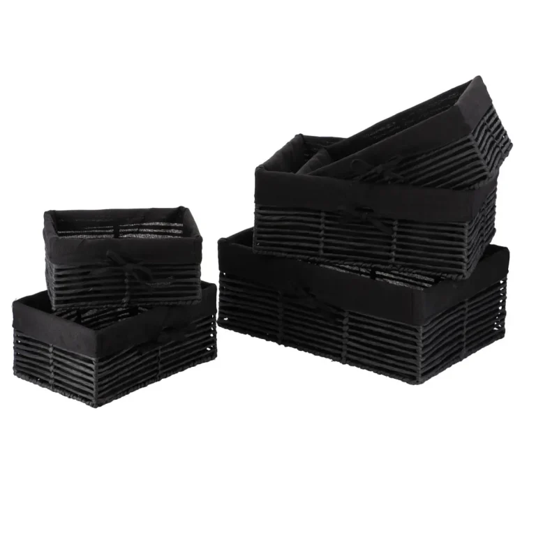 Set 5 coșuri depozitare negru metal hârtie în