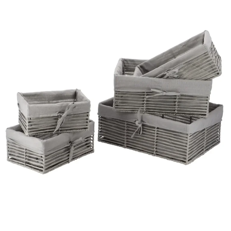 set 5 coș depozitare gri metal hârtie