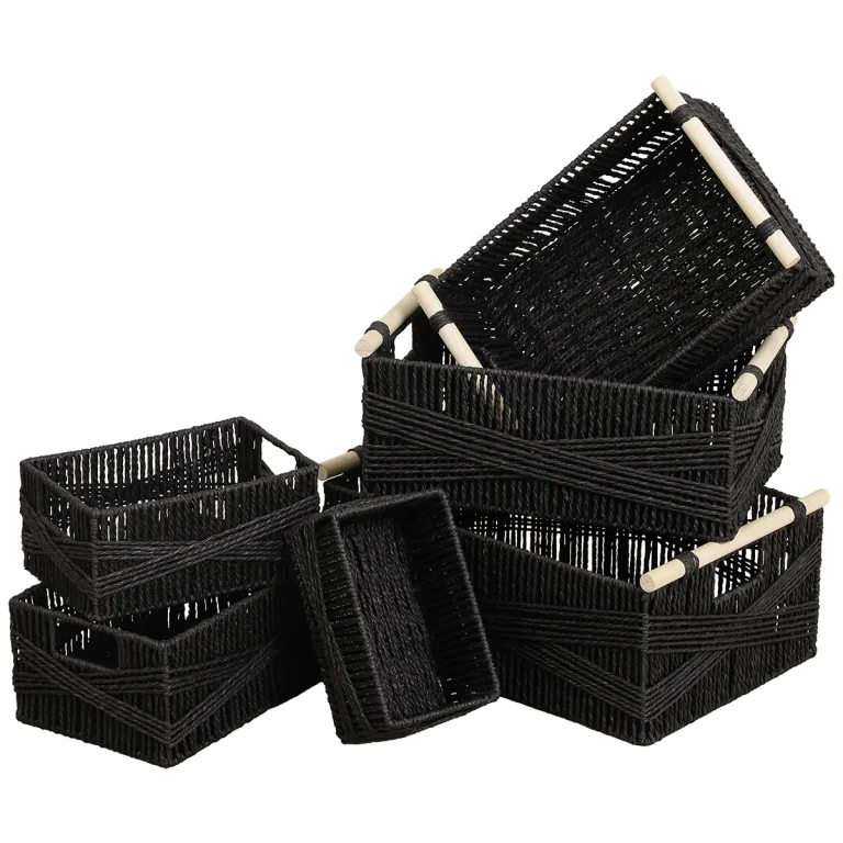 coș depozitare hârtie metal negru set 6