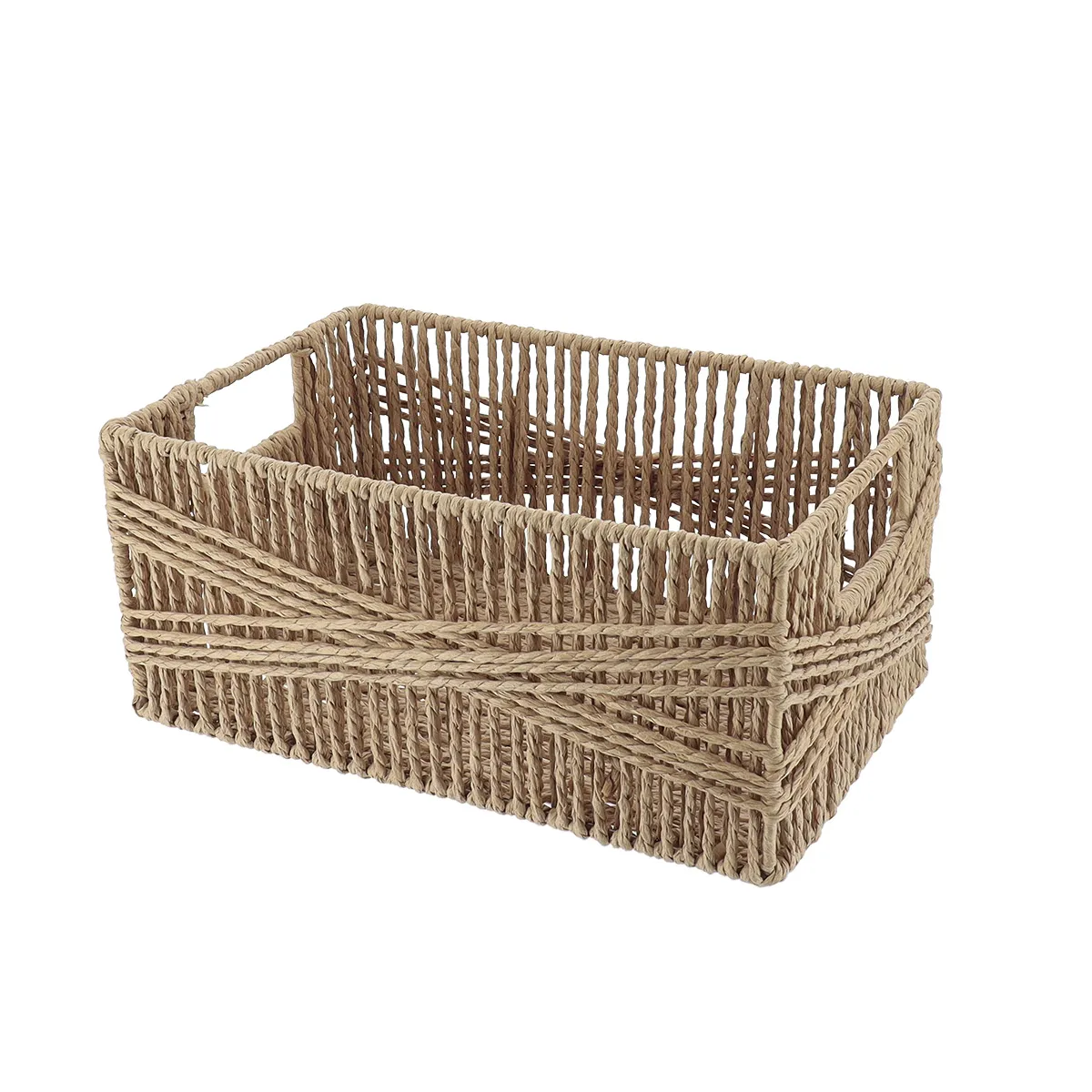 882310404 Coș depozitare HÂRTIE / METAL 30X20,5X13,5 cm – Natural | Organizatoare baie - imagine 1