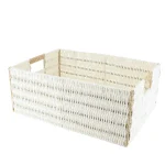 Coș bicolor depozitare METAL / HÂRTIE 44X31X17 cm – Alb / Natural | Organizatoare baie