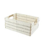 Coș bicolor depozitare METAL / HÂRTIE 34X23,5X14 cm – Alb / Natural | Organizatoare baie