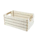 Coș bicolor depozitare METAL / HÂRTIE 30X20,5X13,5 cm – Alb / Natural | Organizatoare baie