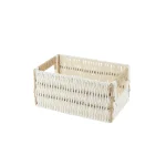 Coș bicolor depozitare METAL / HÂRTIE 22X14X10,5 cm - Alb / Natural | Organizatoare baie