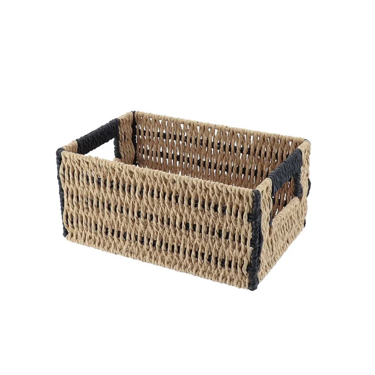 coș bicolor depozitare metal hârtie natural negru