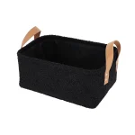 Coș depozitare rectangular POLIESTER finisaj pufos 34X23,5X14 cm – Negru | Organizatoare baie