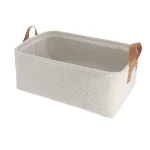 Coș depozitare rectangular POLIESTER finisaj pufos 44X31X17 cm - Alb | Organizatoare baie