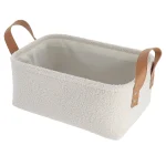 Coș depozitare rectangular POLIESTER finisaj pufos 34X23,5X14 cm - Alb | Organizatoare baie