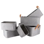 Set 6 X coș depozitare rectangular EVA POLIESTER – Gri | Organizatoare baie set