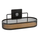 SUPORT COSMETICE OVAL CU ADEZIV METAL/BAMBUS - NEGRU / BAMBOO | ETAJERE BAIE