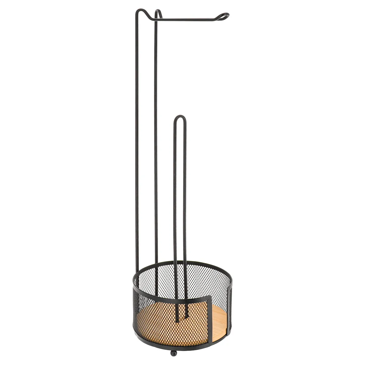91105237 SUPORT / DISPENSER HÂRTIE METAL/BAMBUS PODEA - NEGRU / BAMBOO | SUPORT HÂRTIE IGIENICA - imagine 1