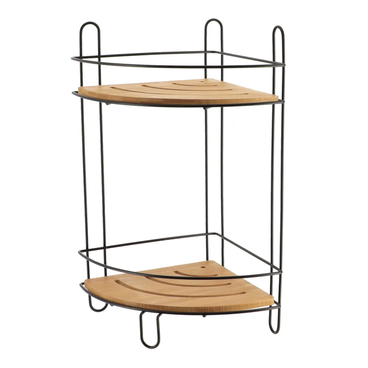 9118237 SUPORT COSMETICE COLT 2 RAFTURI METAL/BAMBUS CADDY - NEGRU / BAMBOO | ETAJERE BAIE - imagine 1