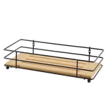 COȘ COSMETICE RECTANGULAR METAL/BAMBUS - NEGRU / BAMBUS | ETAJERE BAIE