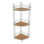 COȘ COSMETICE RECTANGULAR 3 NIVELURI COLT METAL/BAMBUS - NEGRU / BAMBUS | ETAJERE BAIE