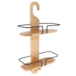 SUPORT COSMETICE 2 NIVELURI BAMBUS/METAL CU CÂRLIG   - BAMBOO / NEGRU | ETAJERE BAIE