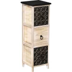 Corp mobilier MDF cu 3 sertare 77x25x25 cm - Natural/Negru imprimat | Mobilier depozitare baie