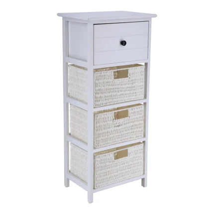 Corp mobilier MDF 1 sertar / 3 coșuri depozitare 86x27,5x37,5 cm - Alb | Mobilier depozitare baie