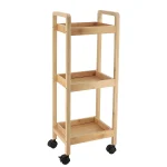 CARUCIOR DIN BAMBUS/MDF CU 3 RAFTURI PE ROTI – BAMBOO | ETAJERE BAIE