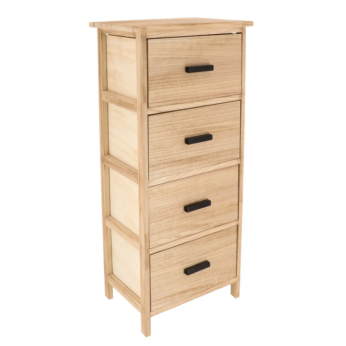 98245104 Corp mobilier MDF cu 4 sertare 86x37,5x27,5 cm - Natural | Mobilier depozitare baie - imagine 1