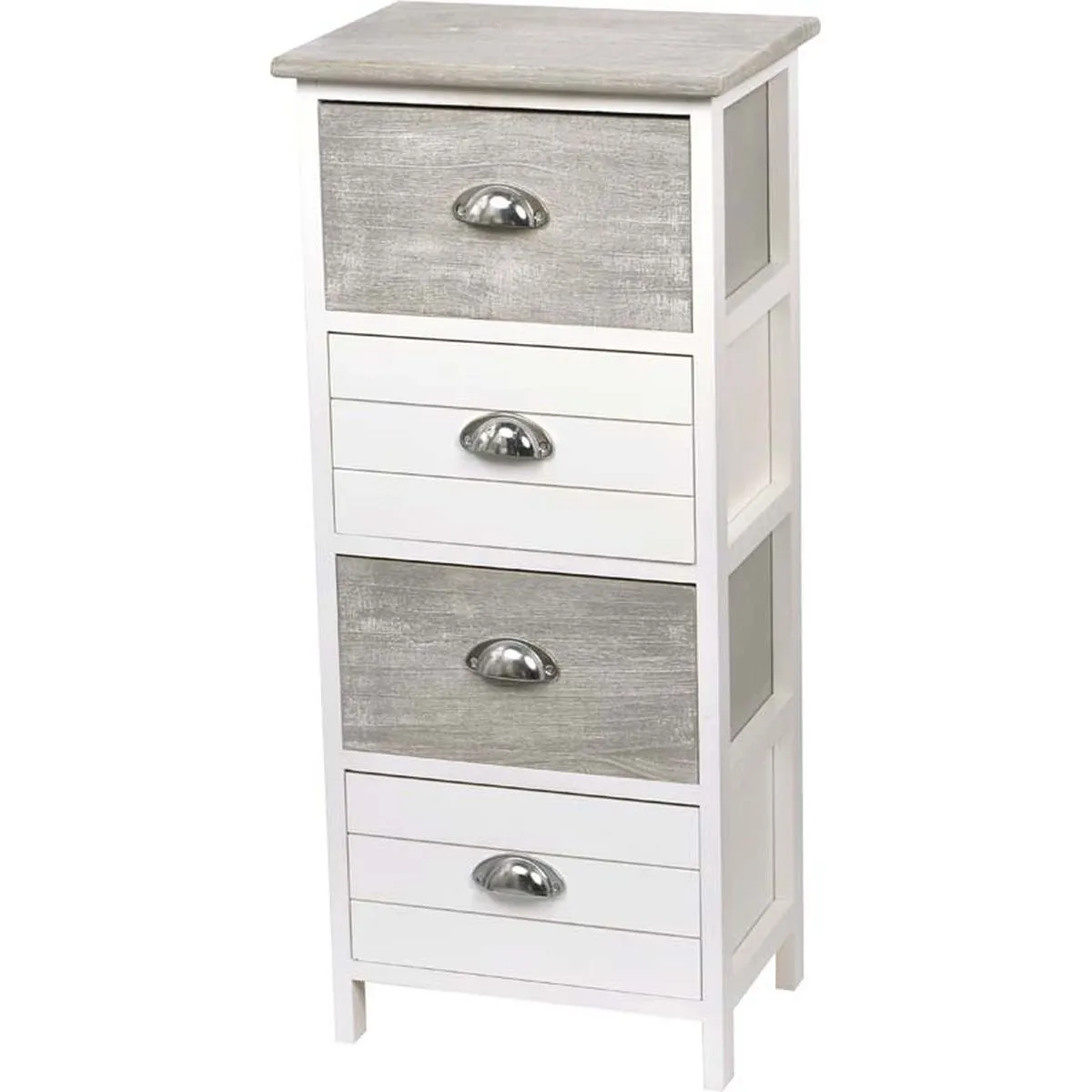 9850208 Corp mobilier bicolor cu 4 sertare 86x27,5x37,5 cm - Alb/Gri | Mobilier depozitare baie - imagine 1