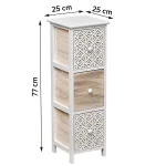 Corp mobilier cu 3 sertare 77x25x25 cm - Natural/Gri imprimat | Mobilier depozitare baie