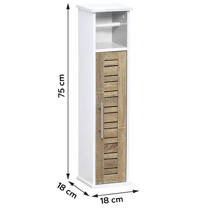 Dispenser / suport hârtie MDF/ACACIA 1 ușă/1 raft 75x18x18 cm - STOCKHOLM / Alb | Mobilier depozitare baie - imagine 2