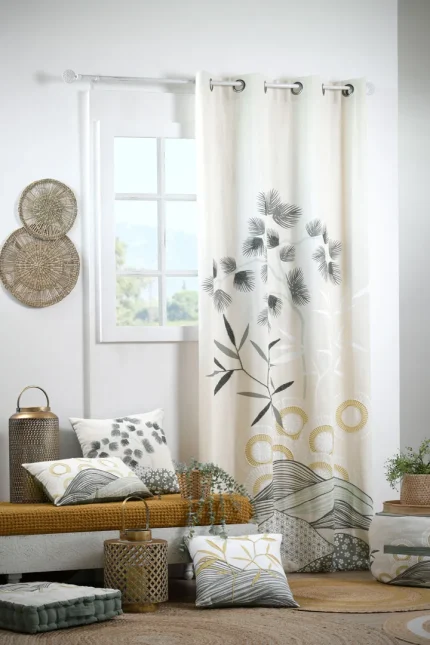 Pernă decorativă Yuki 40X40 cm, culoare muștar/gri, 100% bumbac - imagine 6