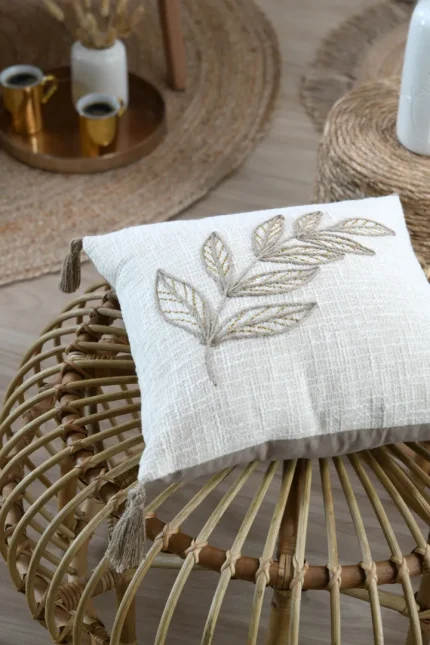 Pernă decorativă Hemera Crem/Gri 40X40 cm, culoare crem/greige, 100% bumbac - imagine 2
