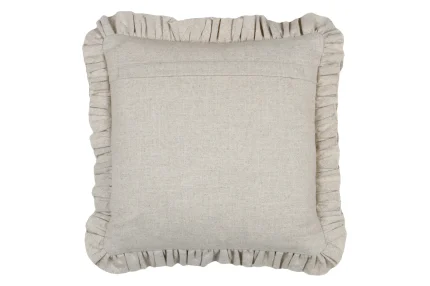 Pernă decorativă Aline 40X40 cm, culoare bej, cu volan, 81% bumbac 19% in - imagine 4