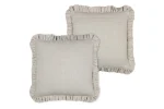 Pernă decorativă Aline 40X40 cm, culoare bej, cu volan, 81% bumbac 19% in - imagine 3