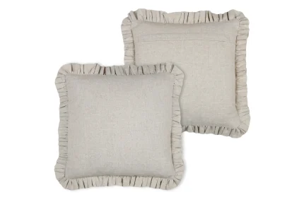 Pernă decorativă Aline 40X40 cm, culoare bej, cu volan, 81% bumbac 19% in - imagine 3