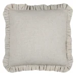Pernă decorativă Aline 40X40 cm, culoare bej, cu volan, 81% bumbac 19% in