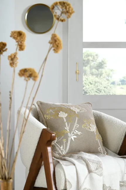 Pernă decorativă Oriana 40X40 cm, culoare natural, 55% bumbac 45% poliester - imagine 2