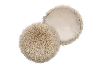 Pernă decorativă Cosylife Diam 40, culoare bej, 100% poliester - imagine 3