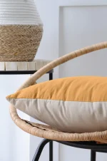 Pernă decorativă Duo 50X50 cm, culoare muștar/in, 100% bumbac - imagine 2