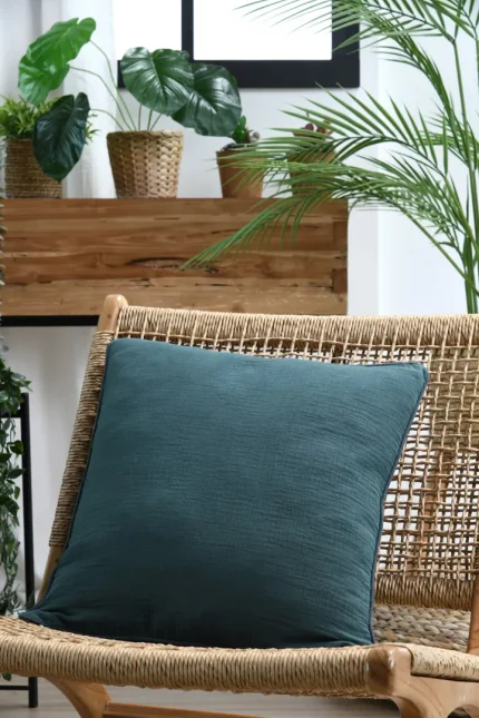 Pernă decorativă Coline 45X45 cm, culoare verde petrol, 100% bumbac - imagine 2