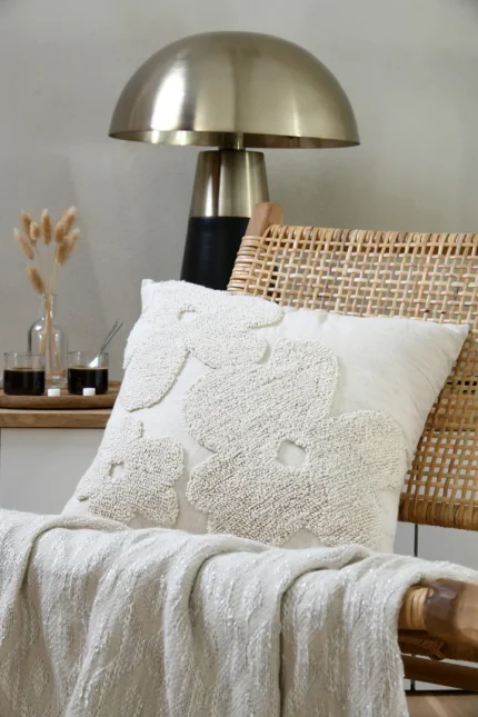 Pernă decorativă Balma 45X45 cm, culoare bej, 85% bumbac 15% in - imagine 2