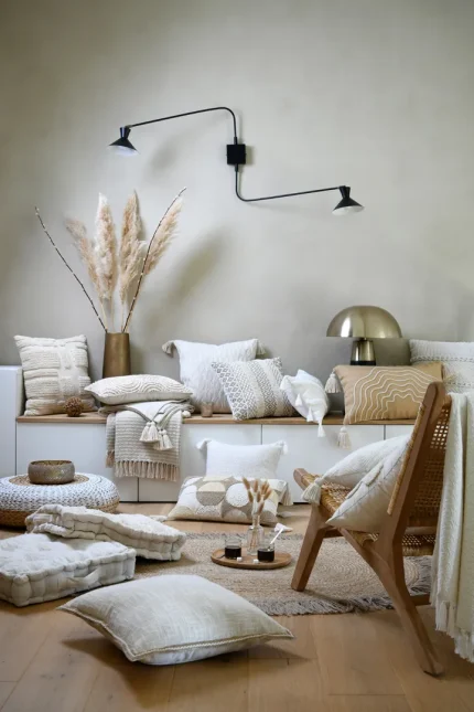 Pernă decorativă Balma 45X45 cm, culoare crem, 100% bumbac - imagine 6