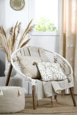 Pernă decorativă Nova 45X45 cm, culoare natural, 55% bumbac 45% poliester - imagine 6